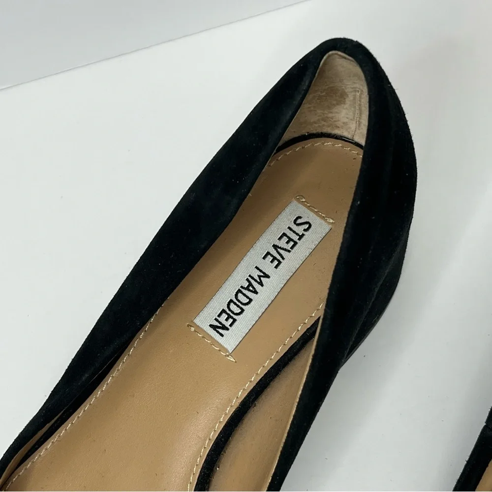 Steve Madden Black genuine, leather suede‎ Women's Block Heel Shoes Sz 7 1/2